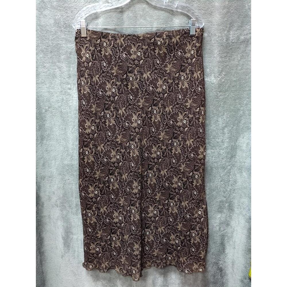 Kathie Lee Collection‎ Midi Skirt Womens 10 Boho Floral Fairy Elastic Waist